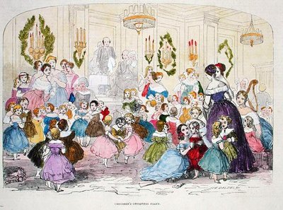 Kinderweihnachtsfeier, graviert von Edward Dalziel (1849-1888) aus der Illustrated London News, 1847 von English School